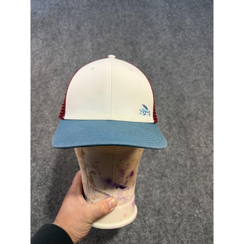 Patagonia Hat Cap Snap Back One Size White Blue Red Mesh Trucker Plane Logo Mens